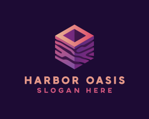 3D Gradient Cube logo design