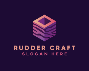 3D Gradient Cube logo design