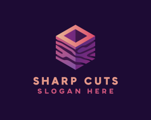 3D Gradient Cube logo design