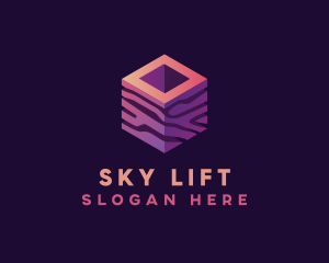 3D Gradient Cube logo design