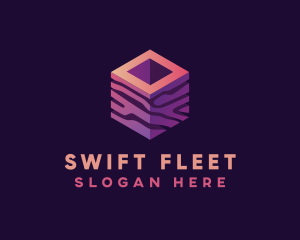 3D Gradient Cube logo design