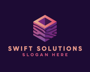 3D Gradient Cube logo design