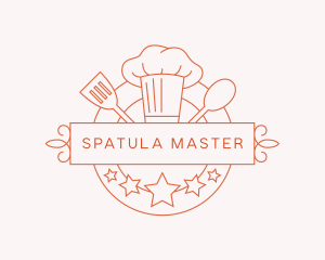 Chef Spatula Stars logo design