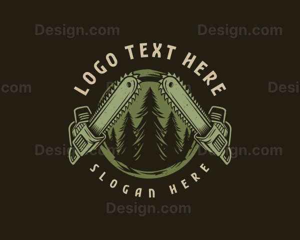 Forest Chainsaw Logging Logo