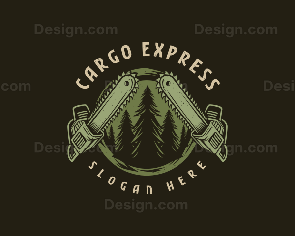 Forest Chainsaw Logging Logo