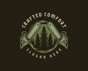 Forest Chainsaw Logging  Logo