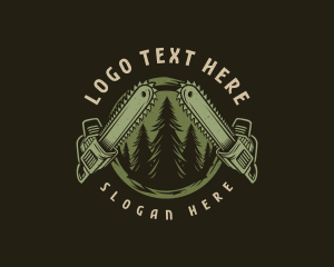 Forest Chainsaw Logging  Logo