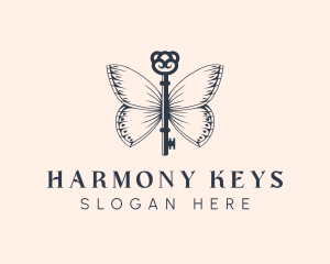 Luxury Butterfly Key logo design