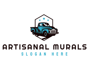 Retro Pickup Truck logo design