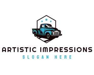 Retro Pickup Truck logo design