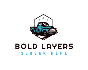 Retro Pickup Truck logo design