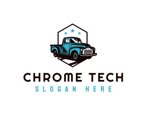 Retro Pickup Truck logo design