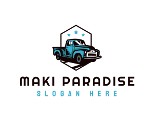 Retro Pickup Truck logo design