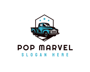 Retro Pickup Truck logo design