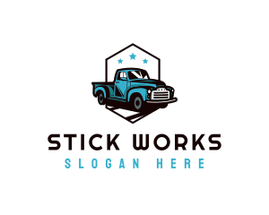 Retro Pickup Truck logo design