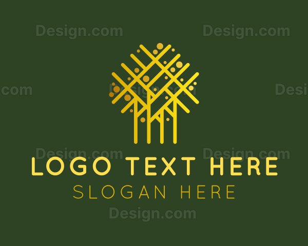 Golden Abstract Tree Logo