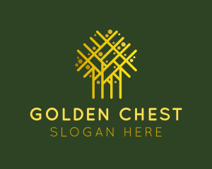 Golden Abstract Tree logo design