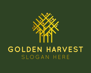 Golden Abstract Tree logo design