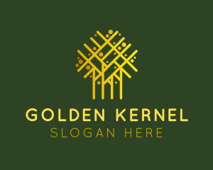 Golden Abstract Tree logo design