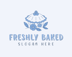 Floral Blueberry Pie  logo design