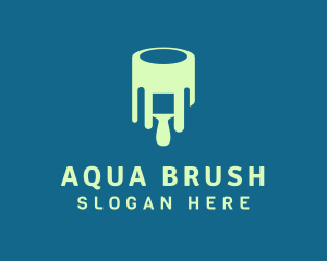 Green Paint Bucket Brush logo design