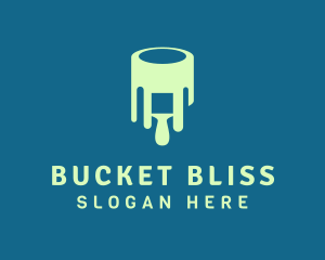 Green Paint Bucket Brush logo design