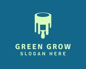 Green Paint Bucket Brush logo design