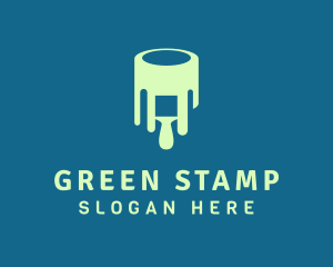 Green Paint Bucket Brush logo design