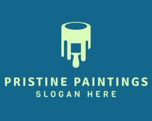 Green Paint Bucket Brush logo design