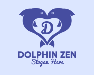 Dolphin Heart Letter logo