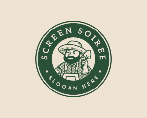 Lawn Farmer Gardener Spade logo design