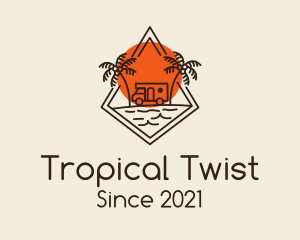 Tropical Beach Campervan logo design