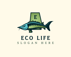 Alabama Sturgeon Fish logo design