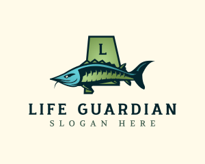 Alabama Sturgeon Fish logo design