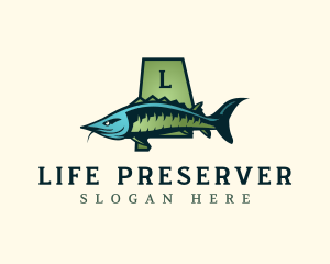 Alabama Sturgeon Fish logo design