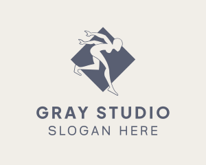 Gray Gymnast Pose logo