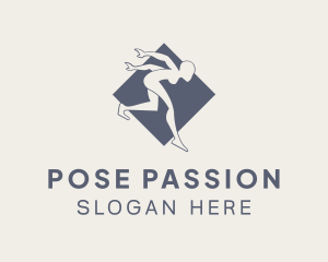 Gray Gymnast Pose logo design