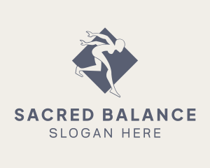 Gray Gymnast Pose logo design