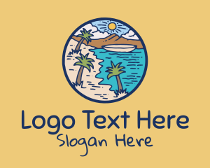 Tropical Beach Illustration logo