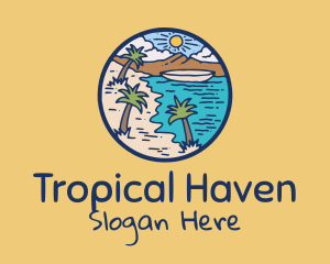 Tropical Beach Illustration logo design