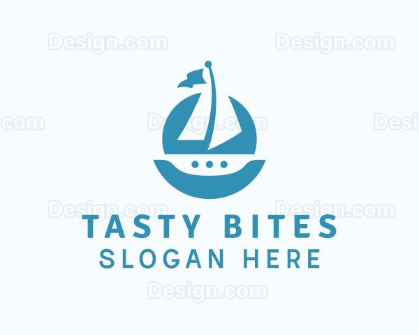 Sailing Catamaran Boat Logo