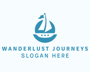 Sailing Catamaran Boat Logo