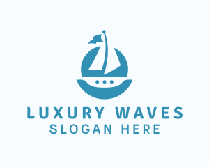 Sailing Catamaran Boat logo design