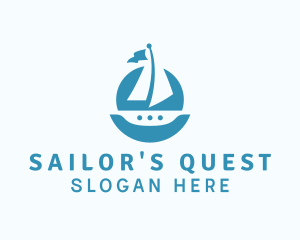 Sailing Catamaran Boat logo design