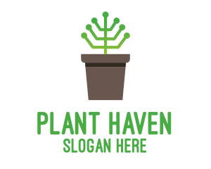 Circuit Plant Pot logo design