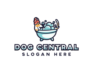 Dog Bath Grooming logo design