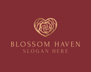 Gold Rose Heart logo design