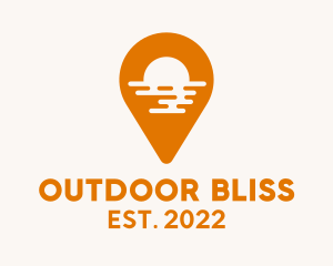 Sunset Resort Pin Location  logo design