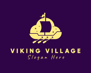 Yellow Viking Boat logo design