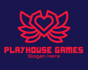 Heart Gaming Wings logo design